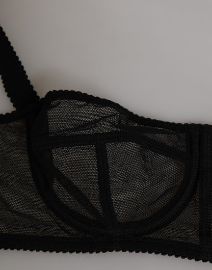 Black Floral Underwired Balconette Bra Underwear