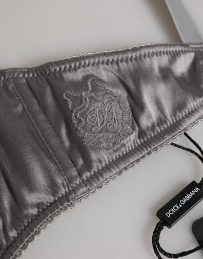 Gray Silk Underwired Balconette Bra Underwear