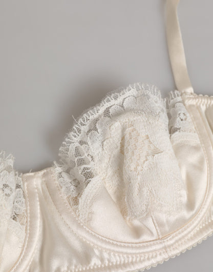 Off White Silk Underwired Balconette Bra Underwear
