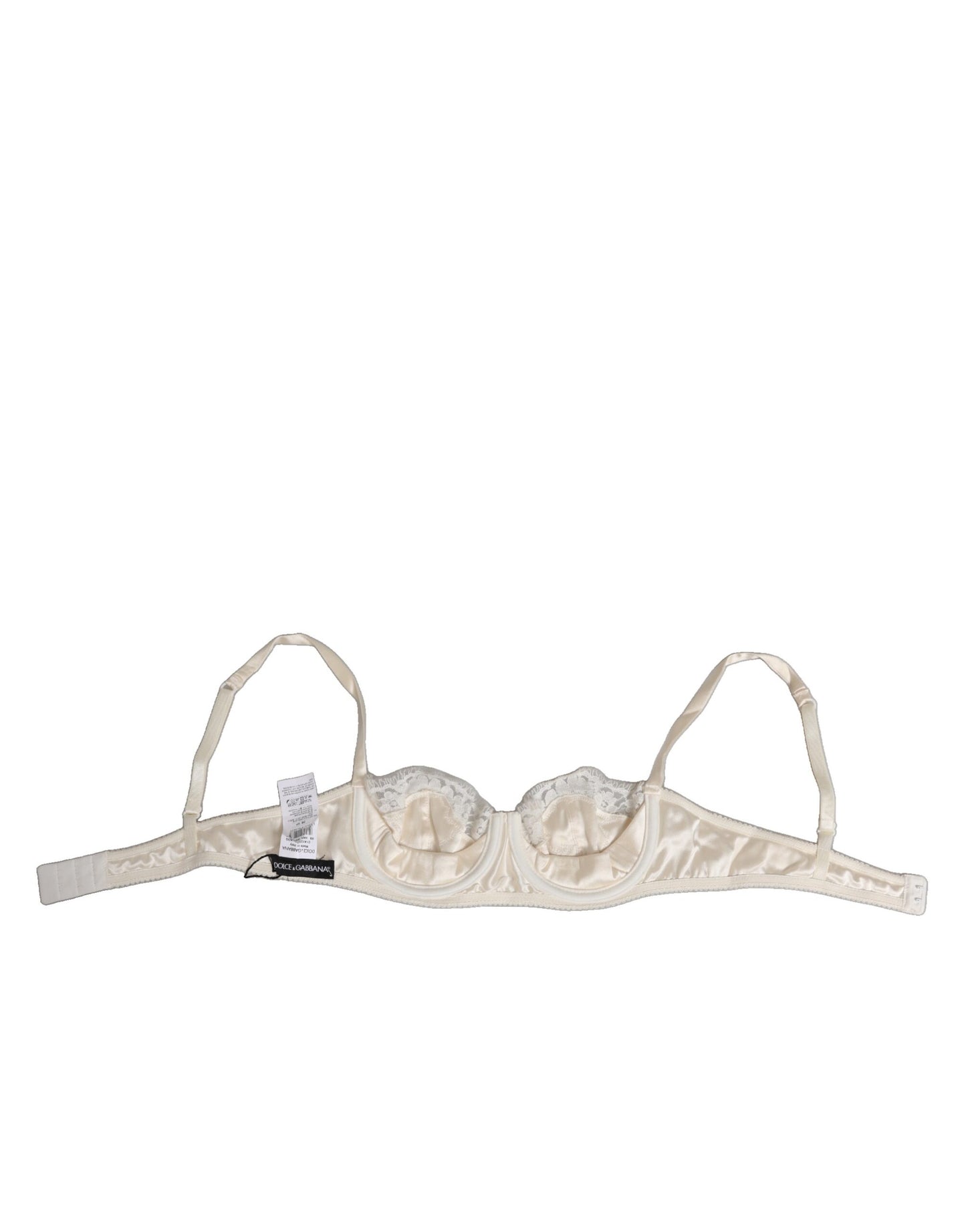 Off White Silk Underwired Balconette Bra Underwear