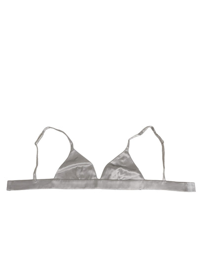 Gray Silk Satin Triangle Soft Cup Bra Underwear