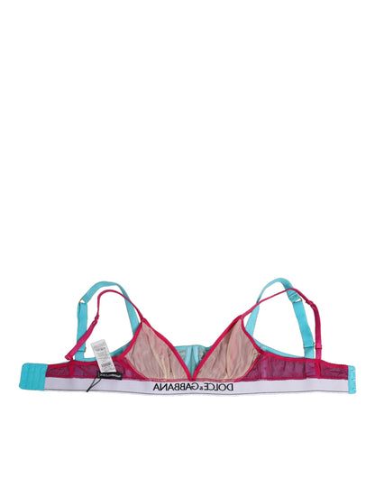 Blue Nylon Soft Cup Balconnet Bra Underwear