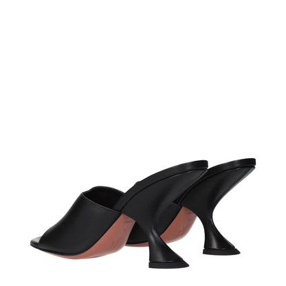 Black Leather Stiletto Heel Sandals