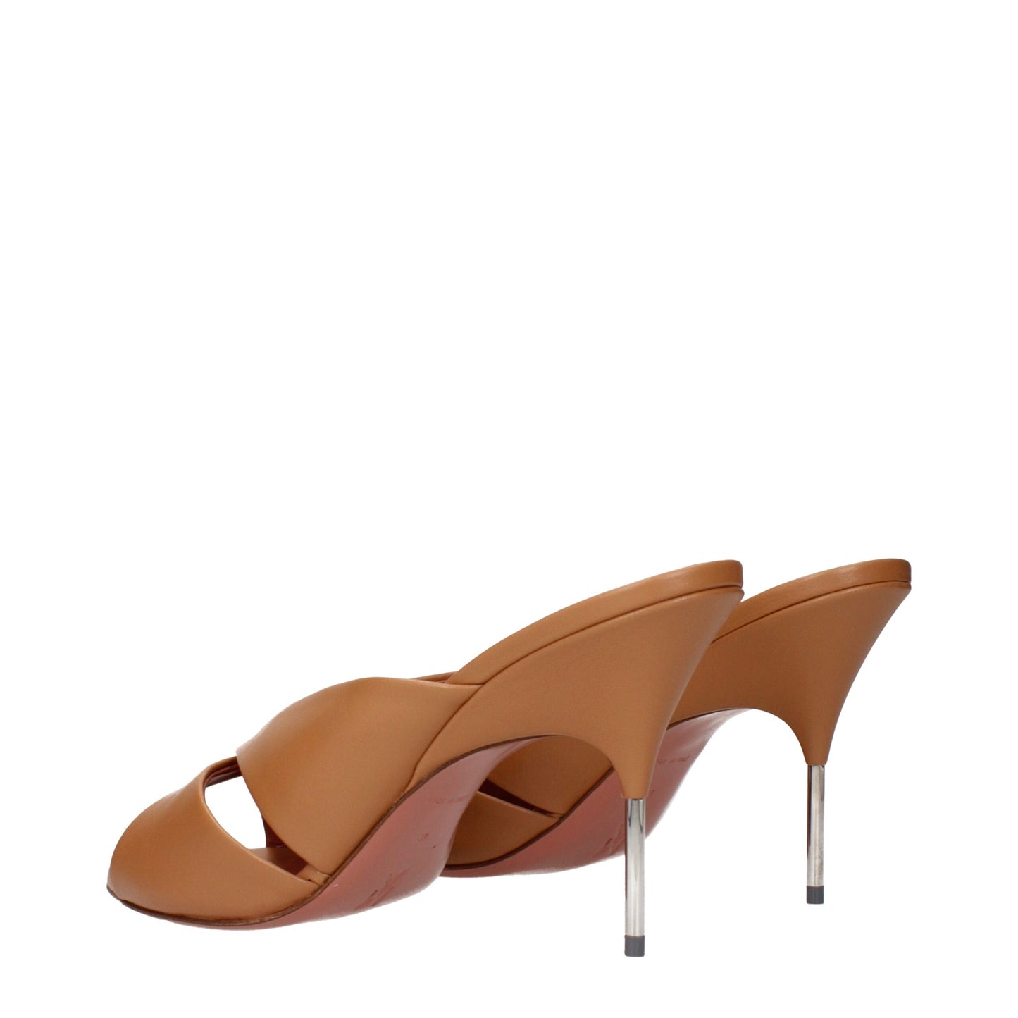 Brown Leather Stiletto Heel Sandals