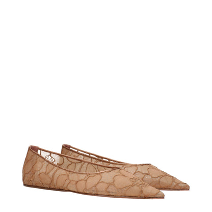 Beige Fabric Ballet Flats