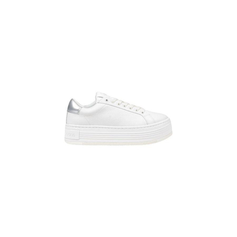 Silver Leather Platform Sneakers