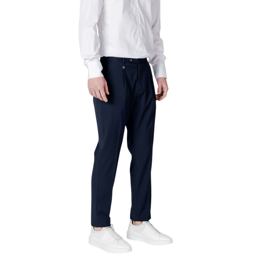 Blue Polyester Dress Pants