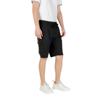 Black Polyester Bermuda Shorts