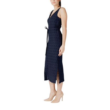 Blue Recycled Polyester Midi Dress