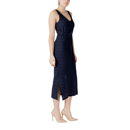 Blue Recycled Polyester Midi Dress