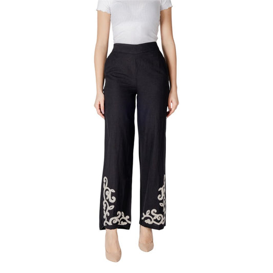 Black Viscose Flared Pants