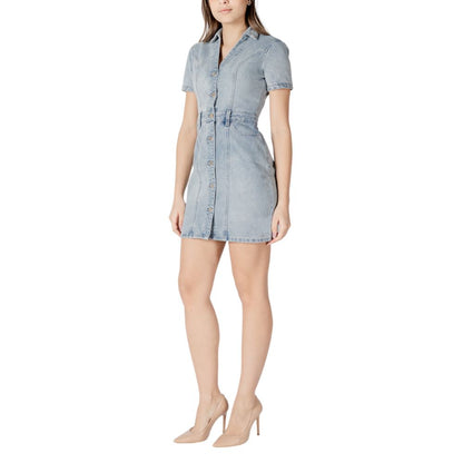 Blue Cotton Midi Dress