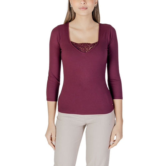 Purple Viscose Long Sleeve T-Shirt