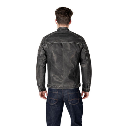 Black Polyester Biker Jacket