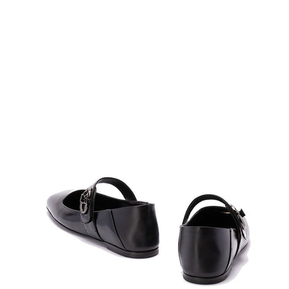 Leather Locker Ballerina Flats