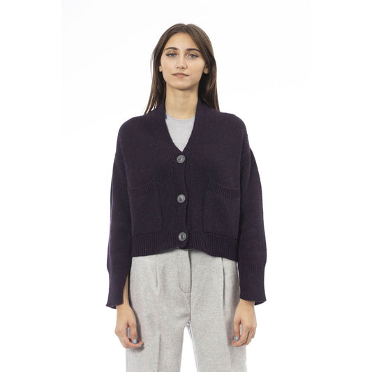 Purple Merino Wool Cardigan