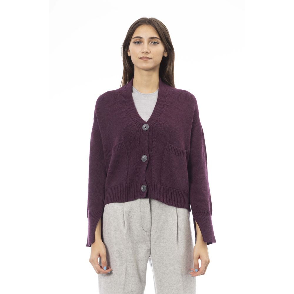 Burgundy Merino Wool Cardigan
