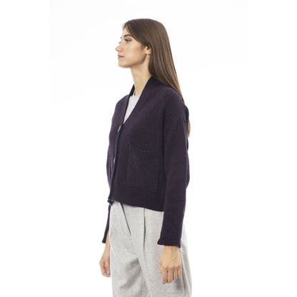 Purple Merino Wool Cardigan
