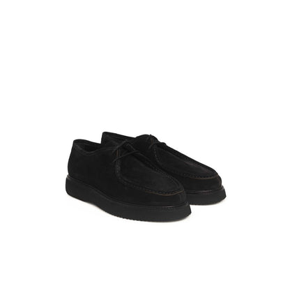 Black Calfskin Men Derby Shoe