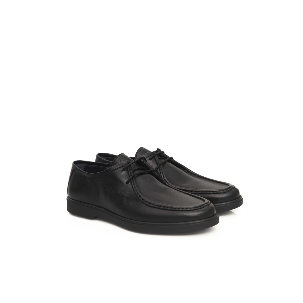 Black Cowhide Men Derby Shoe