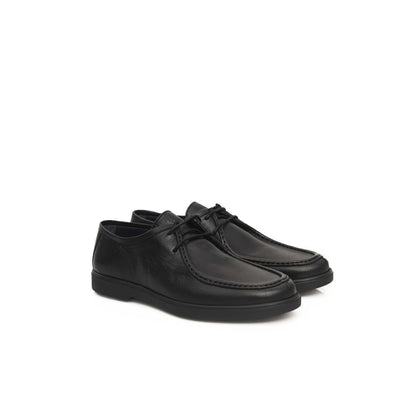 Black Cowhide Men Derby Shoe
