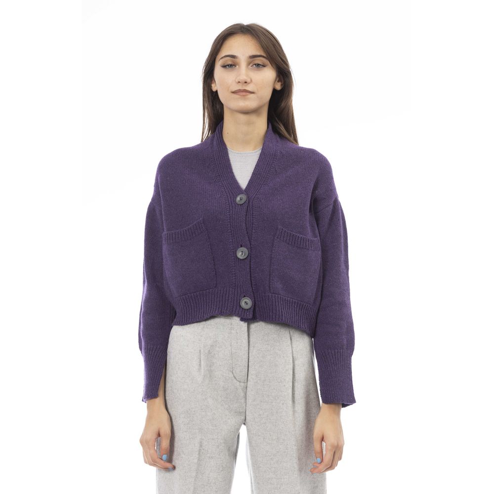 Purple Merino Wool Cardigan