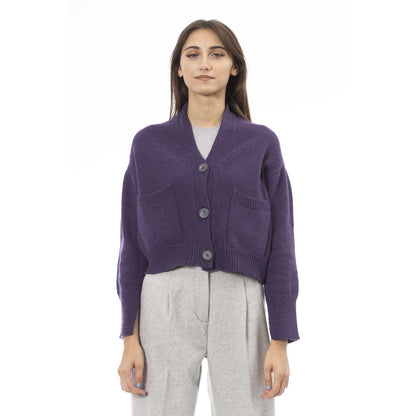 Purple Merino Wool Cardigan