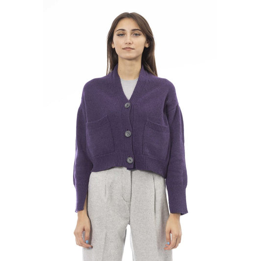 Purple Merino Wool Cardigan