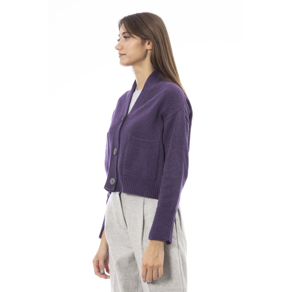 Purple Merino Wool Cardigan