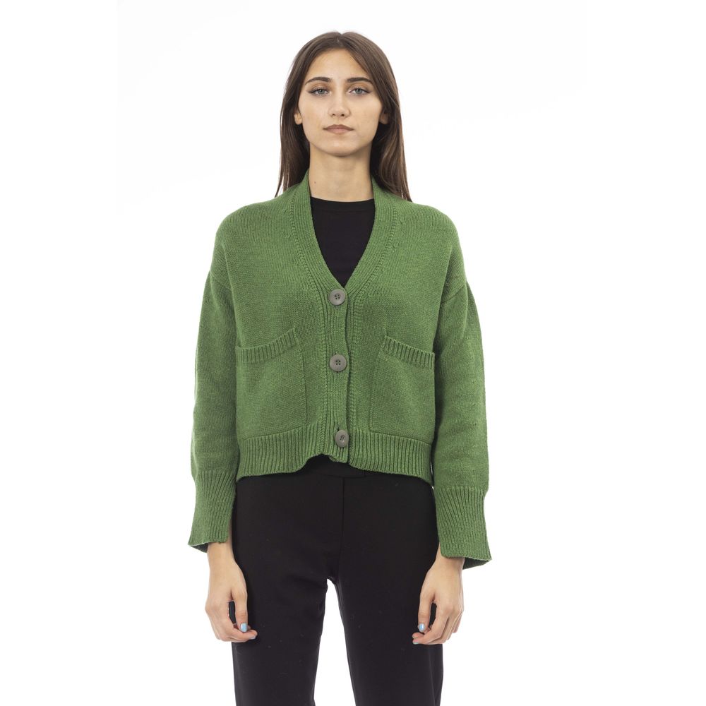 Green Merino Wool Cardigan