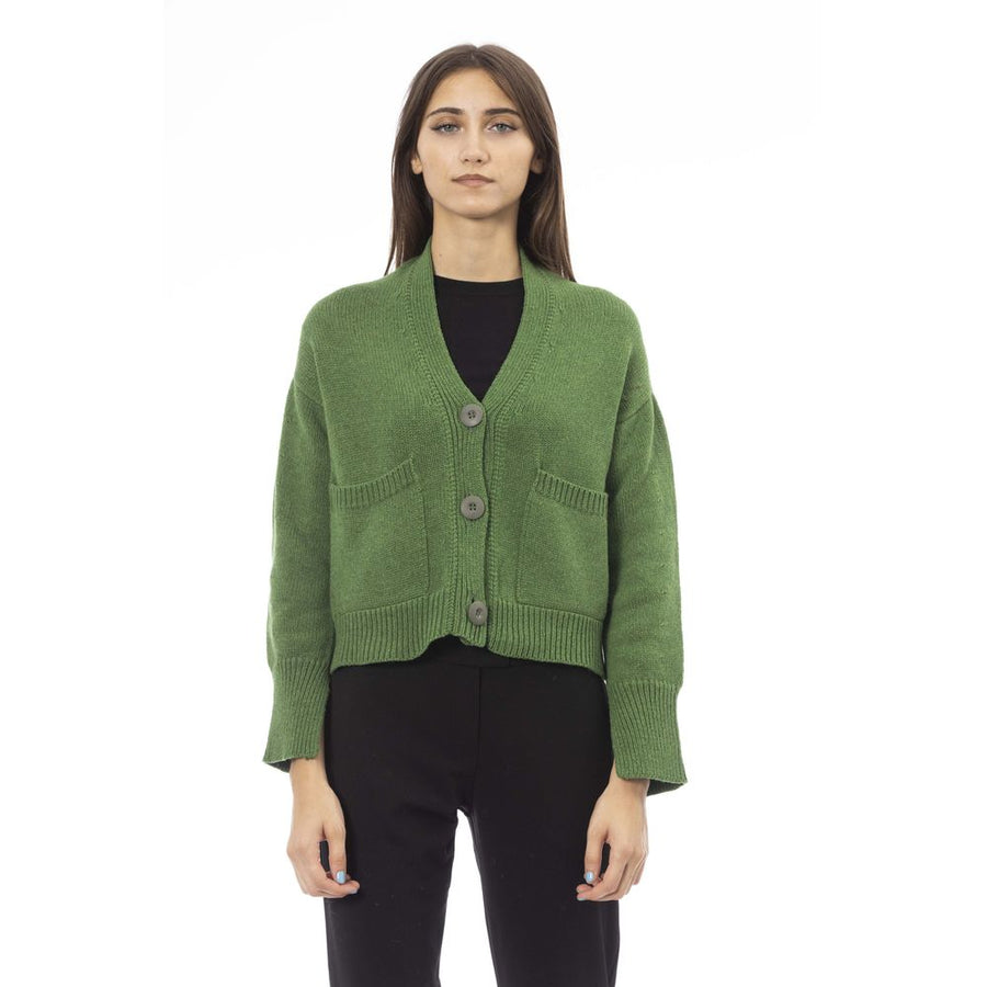 Green Merino Wool Cardigan