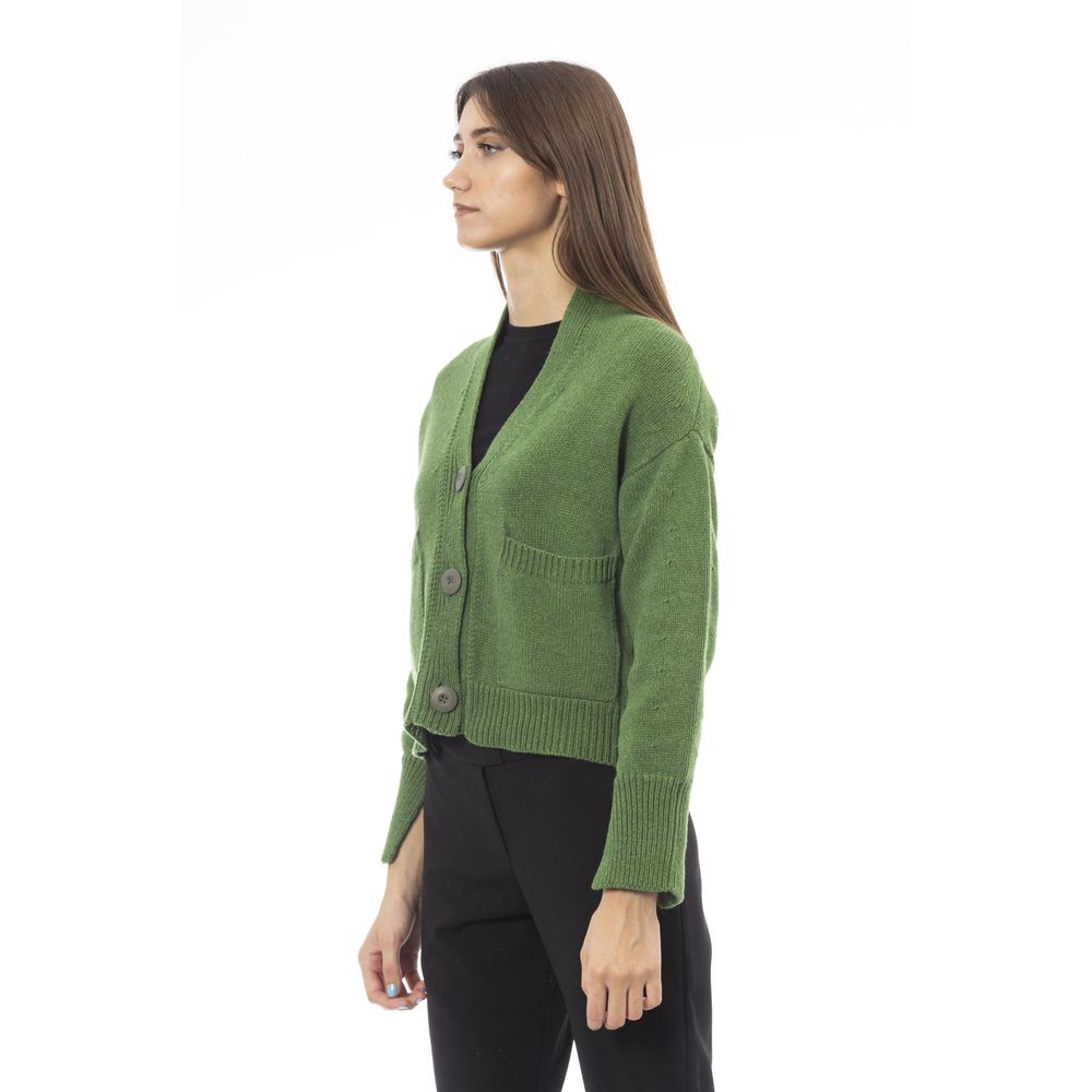 Green Merino Wool Cardigan