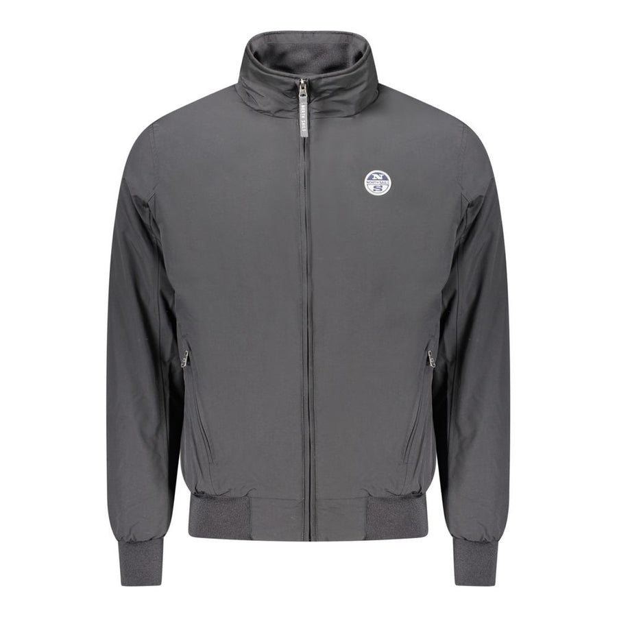 Black Polyester Men Jacket