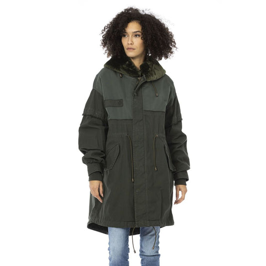 Green Cotton Women Parka