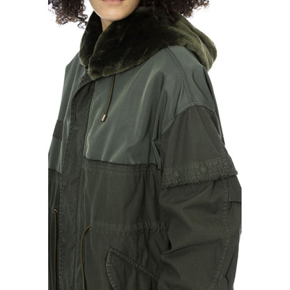 Green Cotton Women Parka