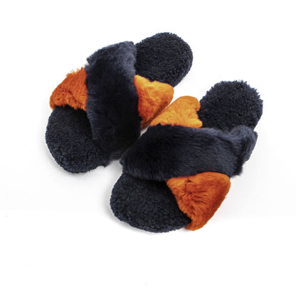 Blue Rabbit Fur Sandal