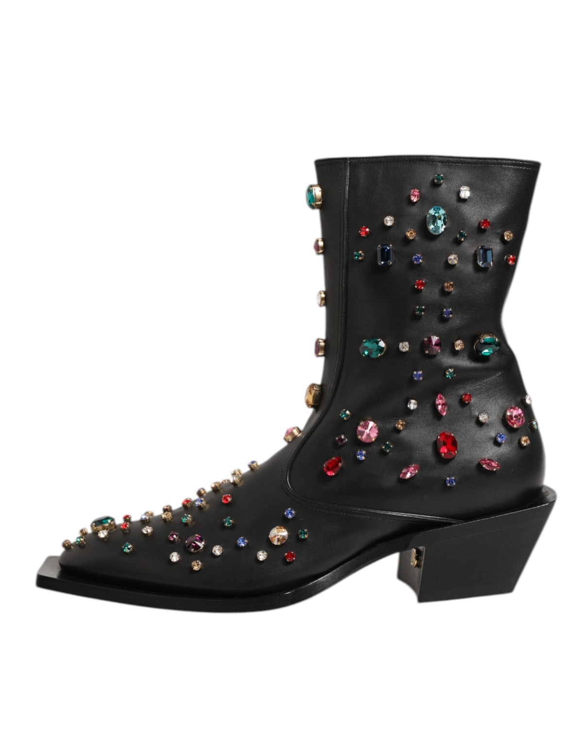 Black Crystal Embellished Men Short Boots Shoes