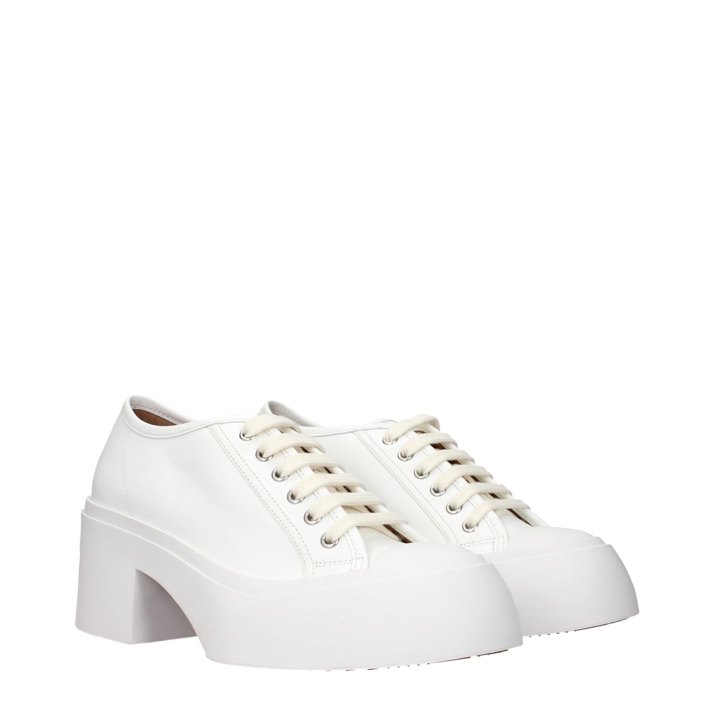 White Leather Platform Sneakers