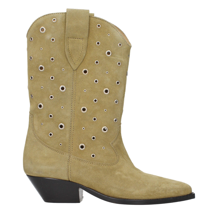 Beige Leather Ankle Boots