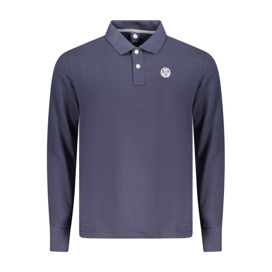Blue Cotton Men Polo Shirt