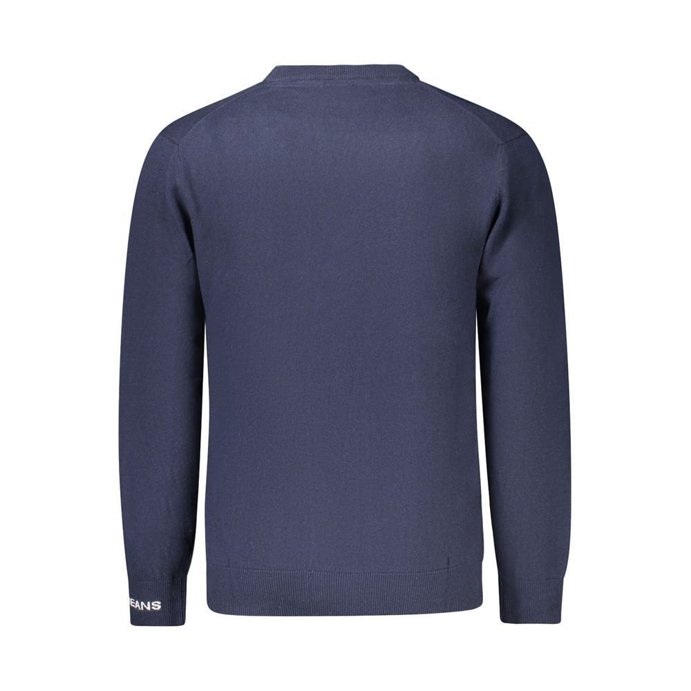 Blue Cotton Men Sweater