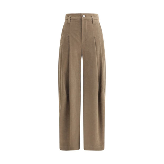 Brown Cotton Casual Pants