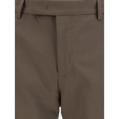Brown Fleece Wool Casual Pants