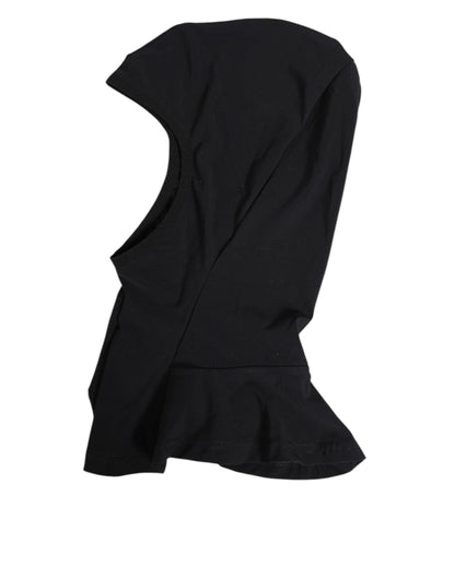 Black Nylon Elastane Balaclava Hood Face Cover Hat
