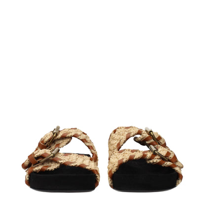 Beige Raffia Slippers