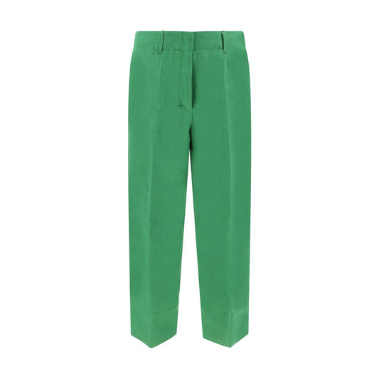 Green Linen Casual Pants