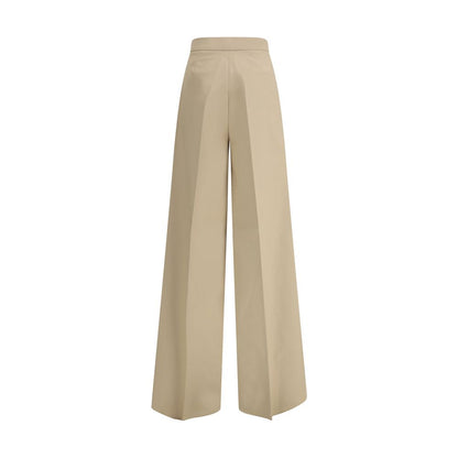 Beige Cotton Casual Pants