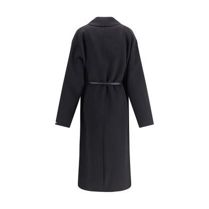 Black Fleece Wool Coat