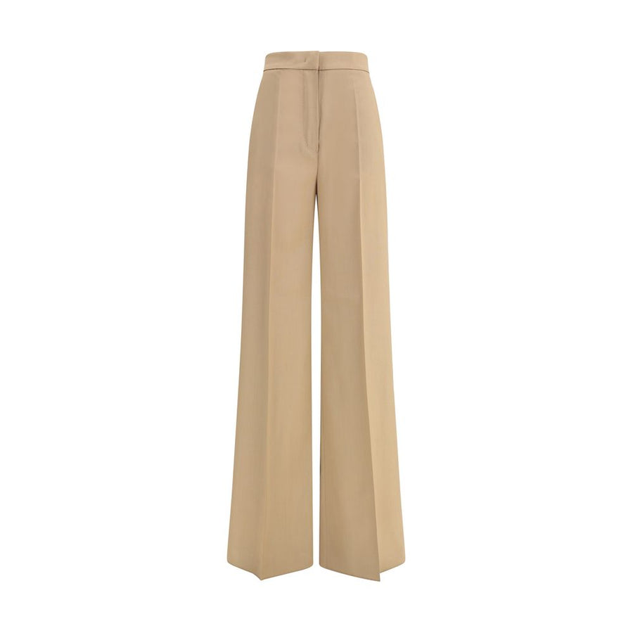 Beige Fleece Wool Casual Pants