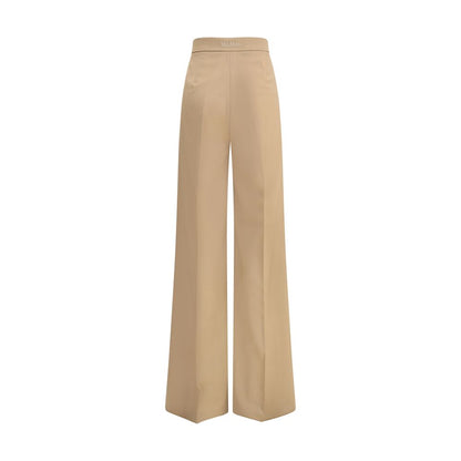 Beige Fleece Wool Casual Pants